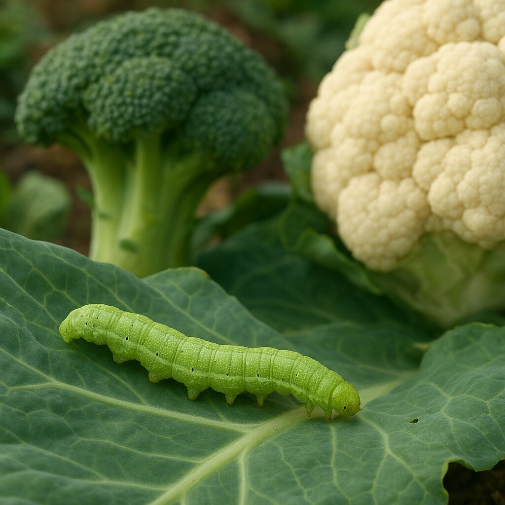 Gąsienica bielinka kapustnika – kapusta, brokuł, kalafior
