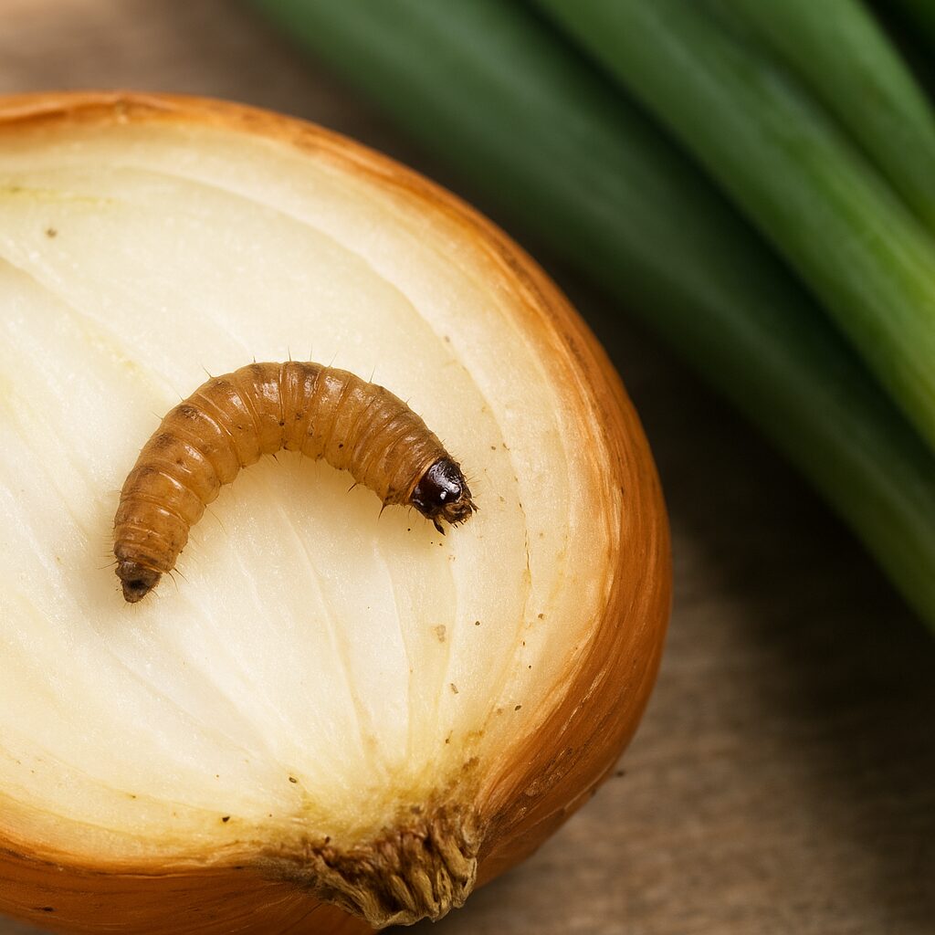 Wciornastek cebulowiec – cebula, por