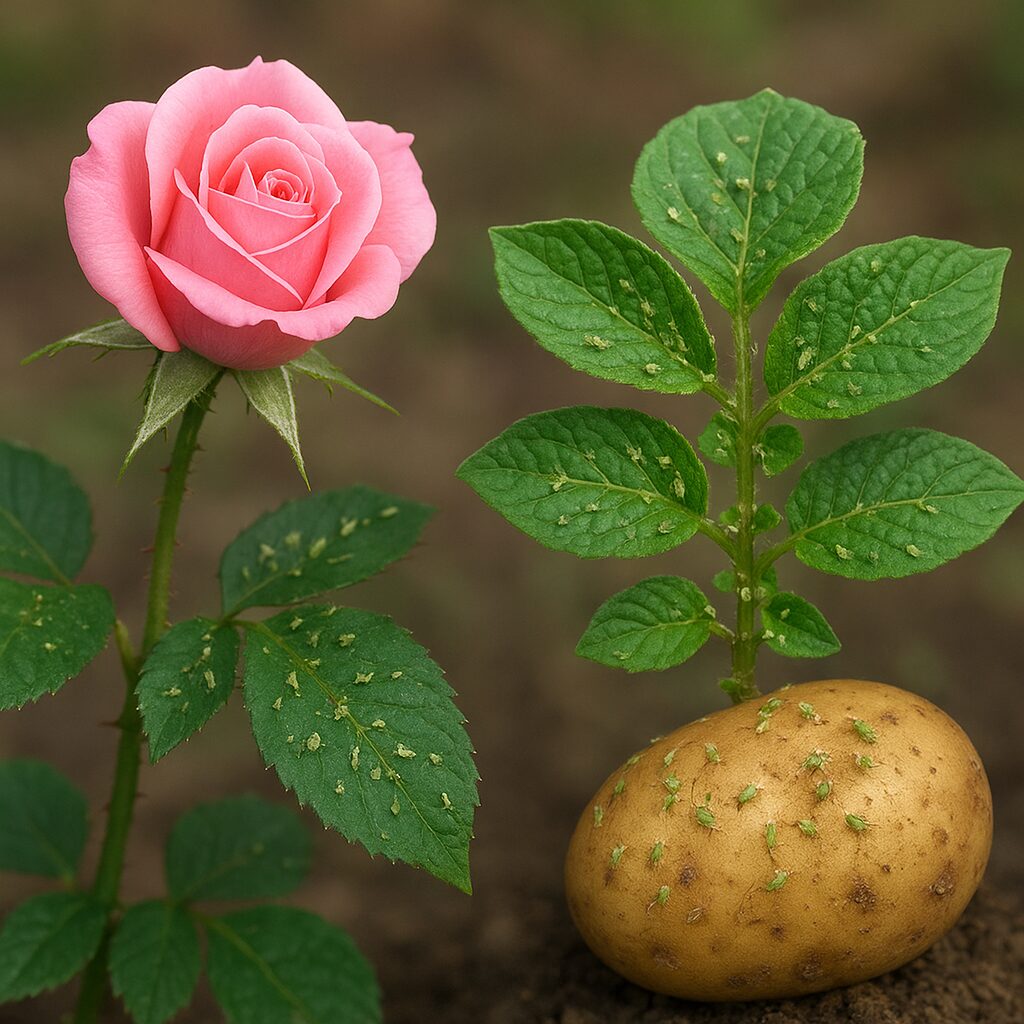 Mszyca różano-ziemniaczana – róża, ziemniak