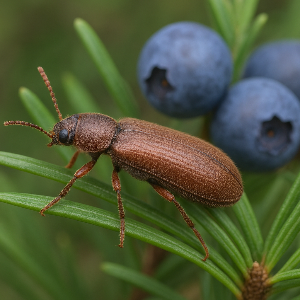 Naliściak borowiec – borówki, iglaste