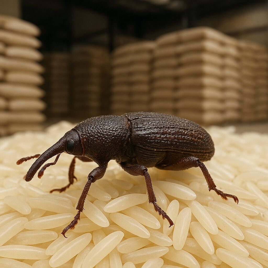 Wołek ryżowy – ryż i magazyny