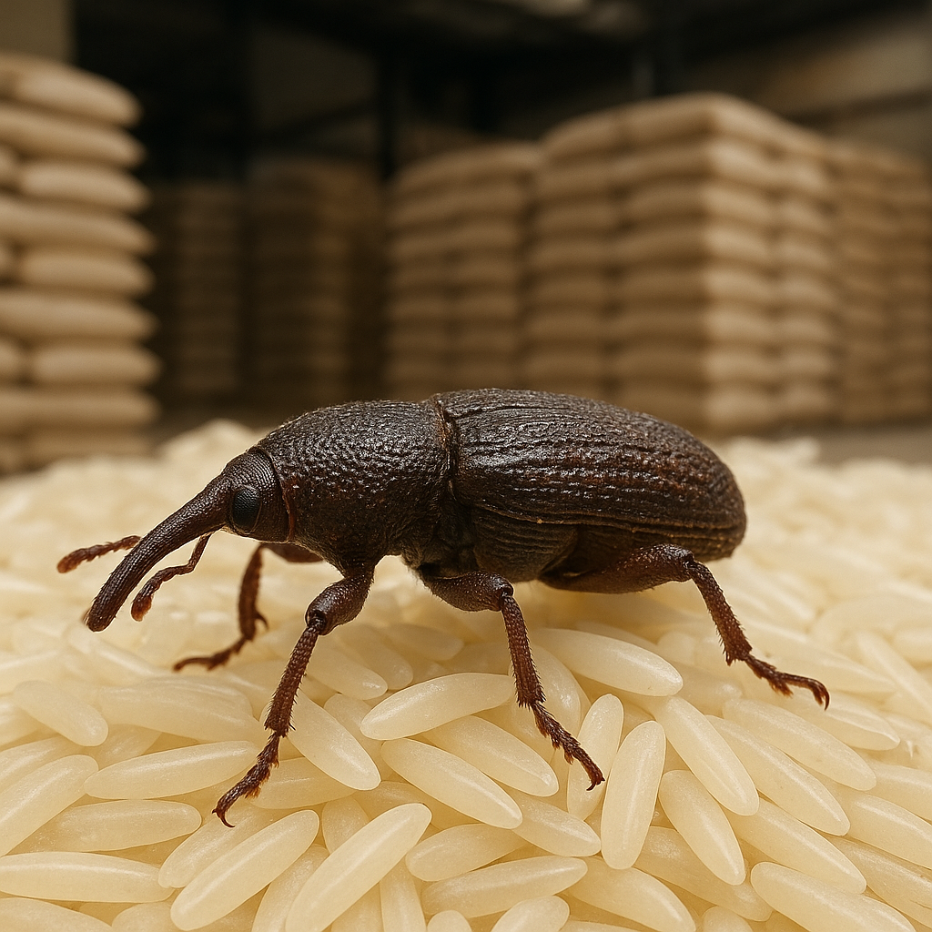 Wołek ryżowy – ryż i magazyny