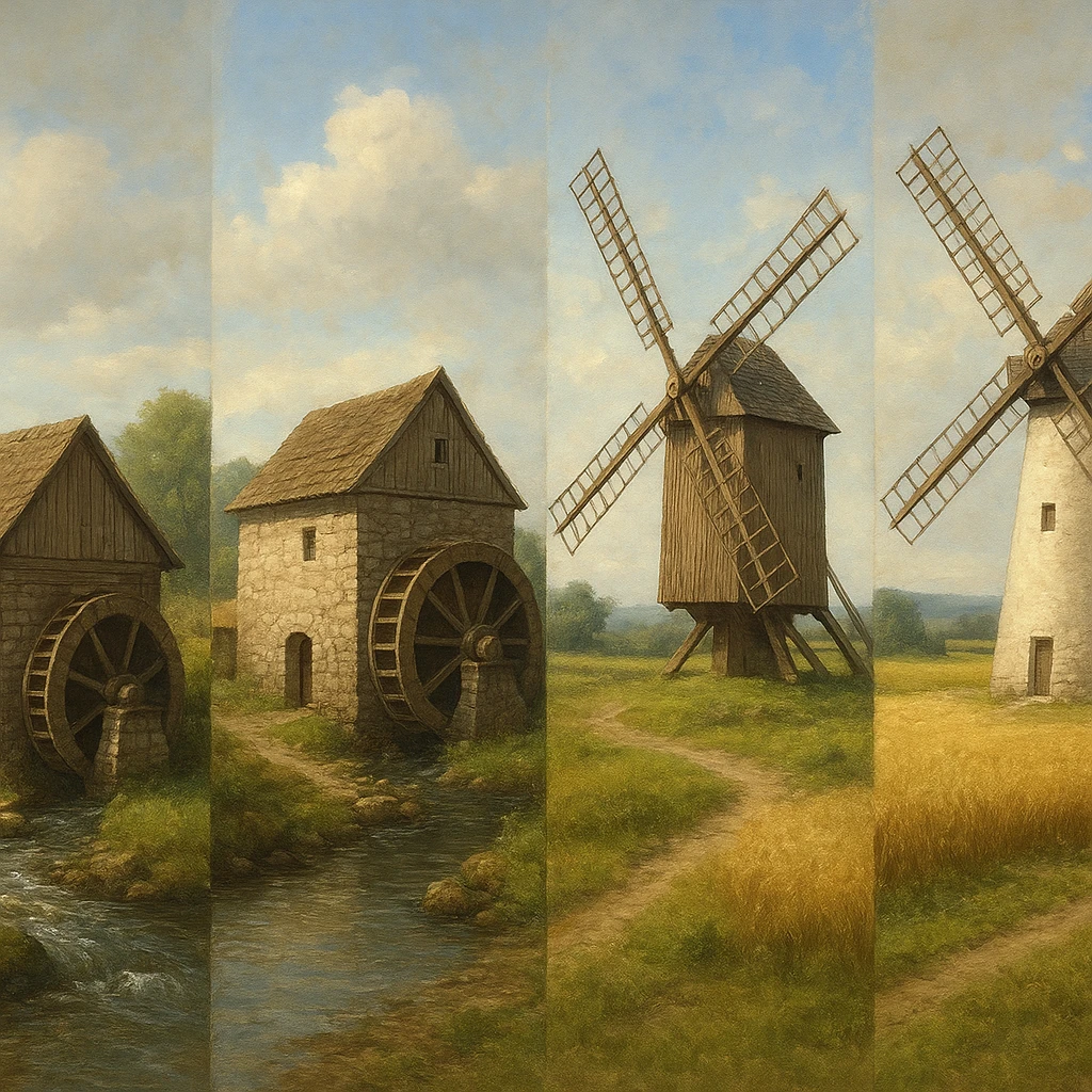 Rozwój młynów wodnych i wiatrowych na przestrzeni wieków