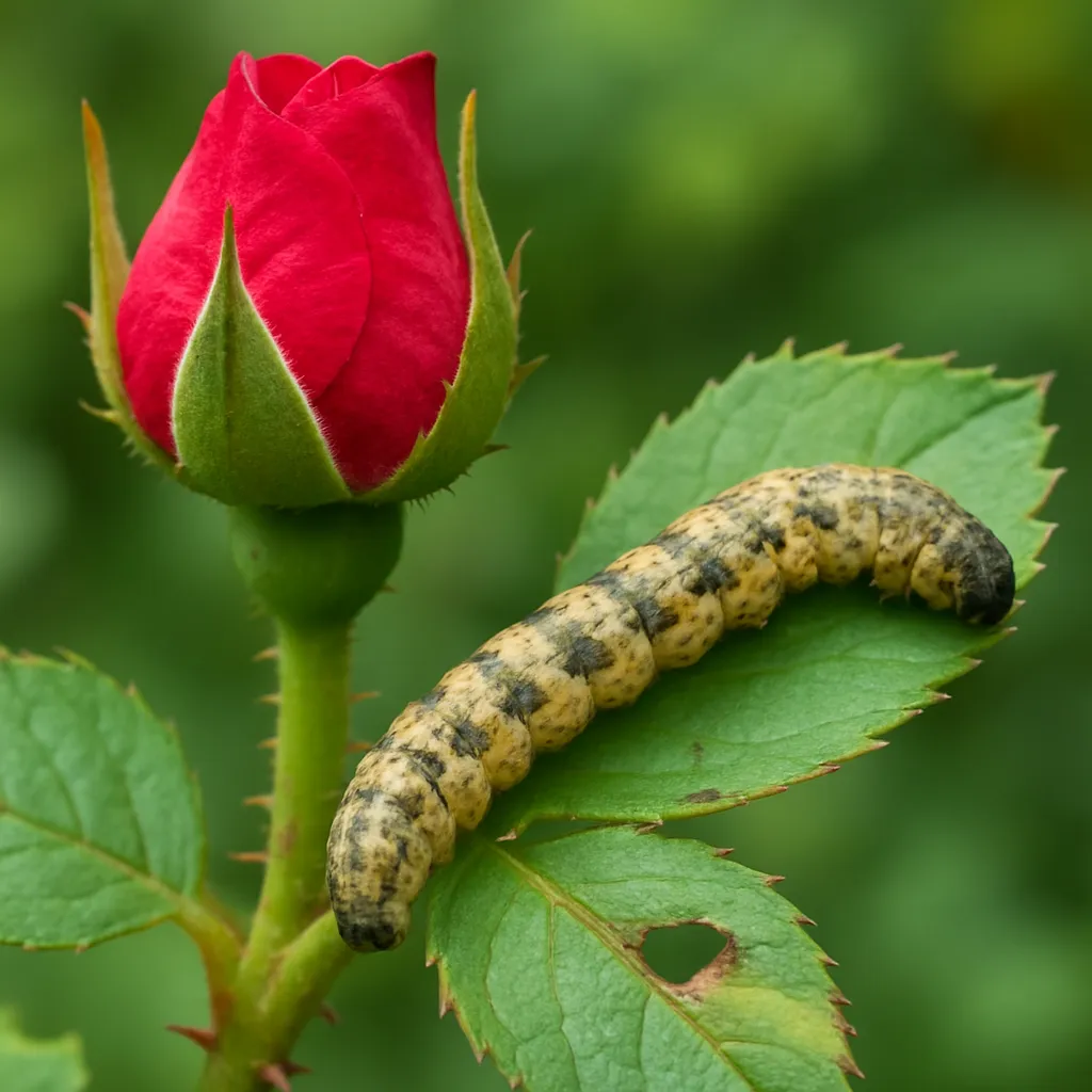 Gąsienica zwójki różanki – róże