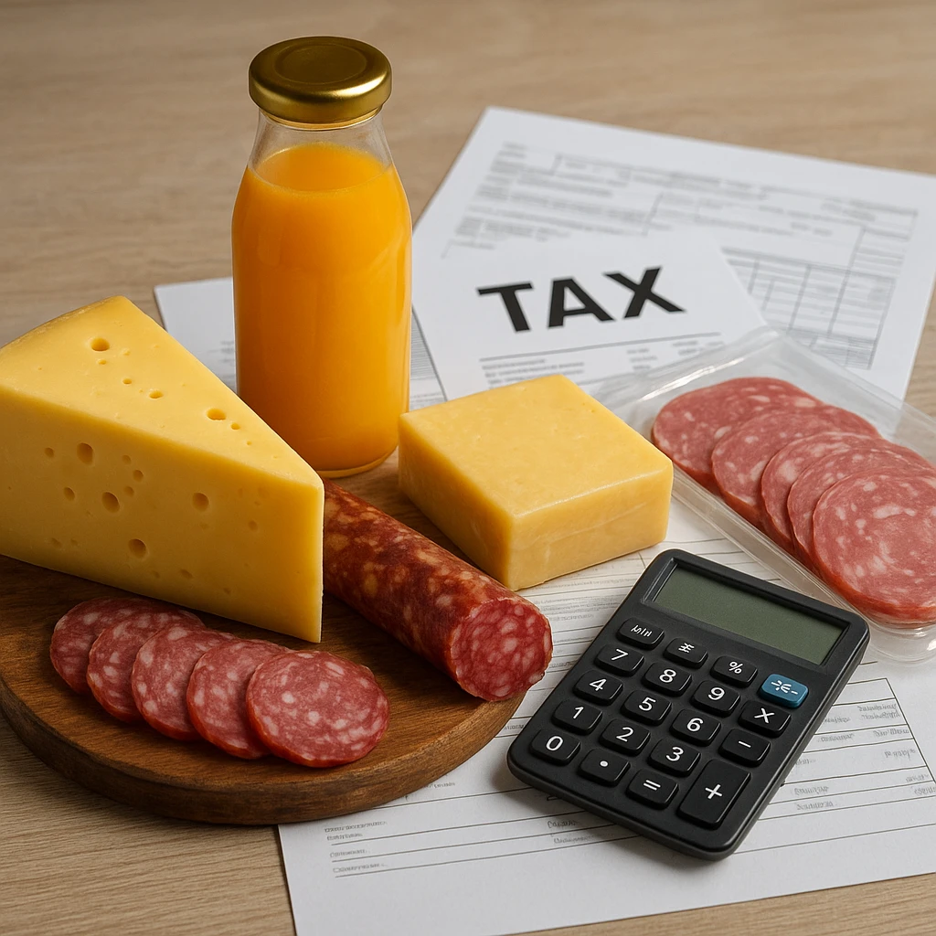 Sprzedaż produktów przetworzonych (sery, wędliny, soki) a podatki
