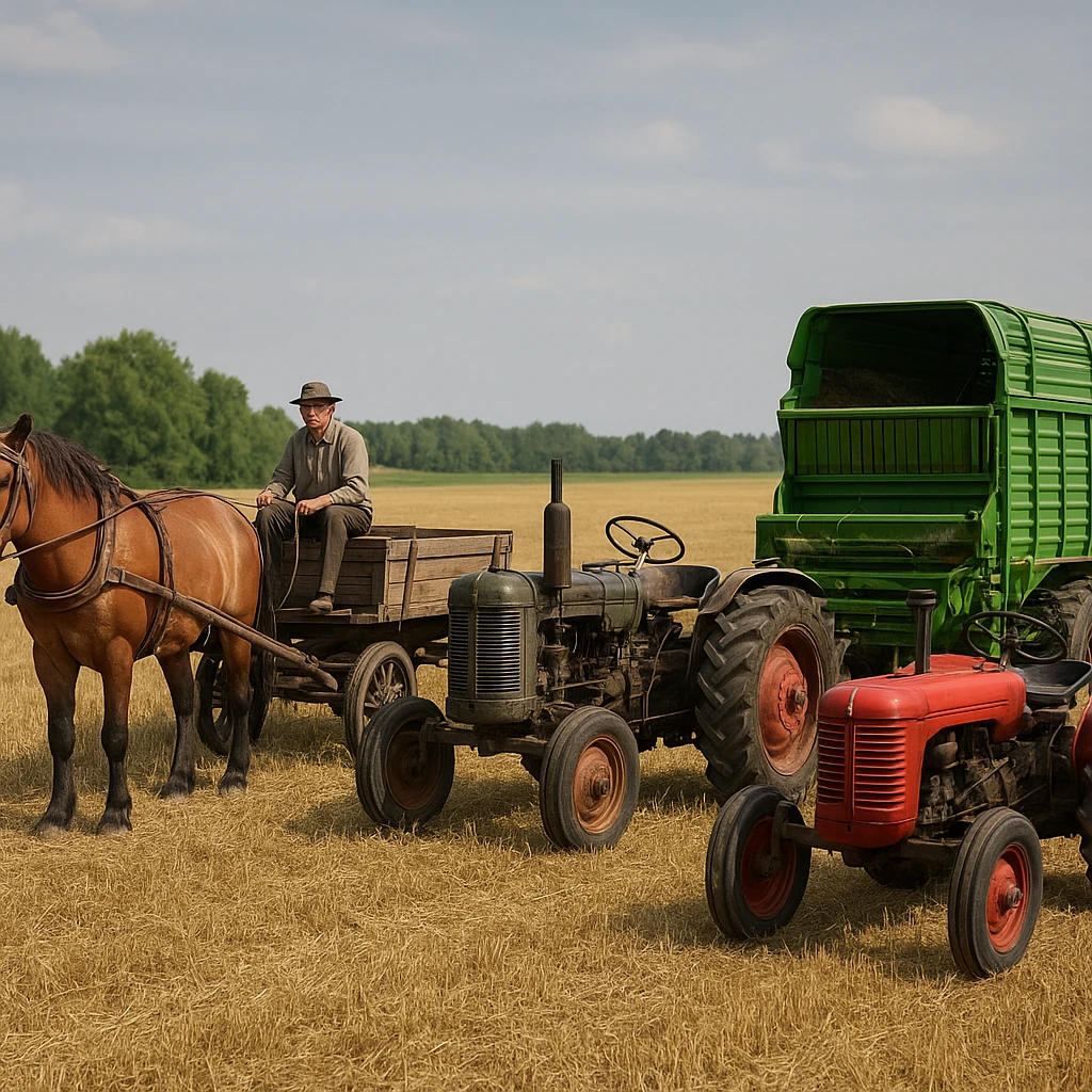Rozwój transportu rolnego – od wozu konnego do przyczepy samozbierającej
