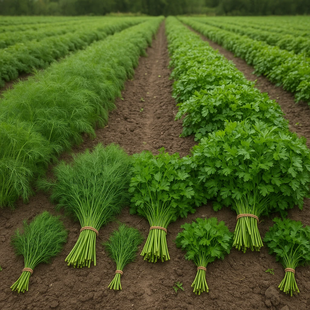 Uprawa koperku i natki pietruszki na sprzedaż pęczkową