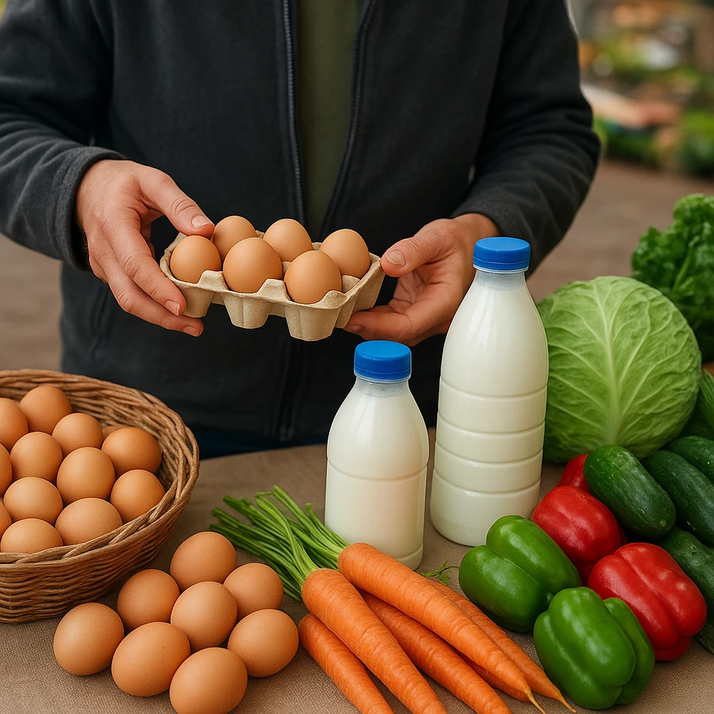 Sprzedaż jaj, mleka i warzyw na targu – jakie podatki obowiązują