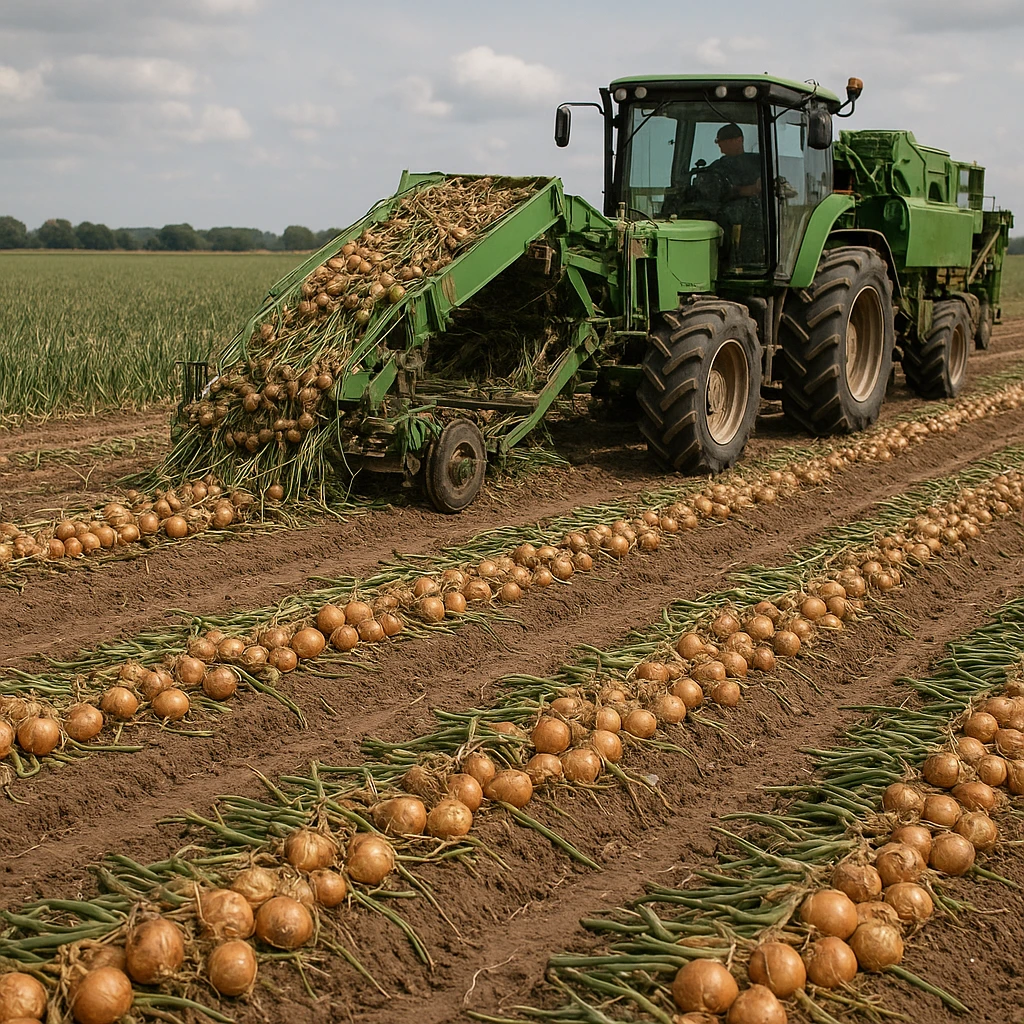 Mechanizacja zbioru cebuli w dużych gospodarstwach