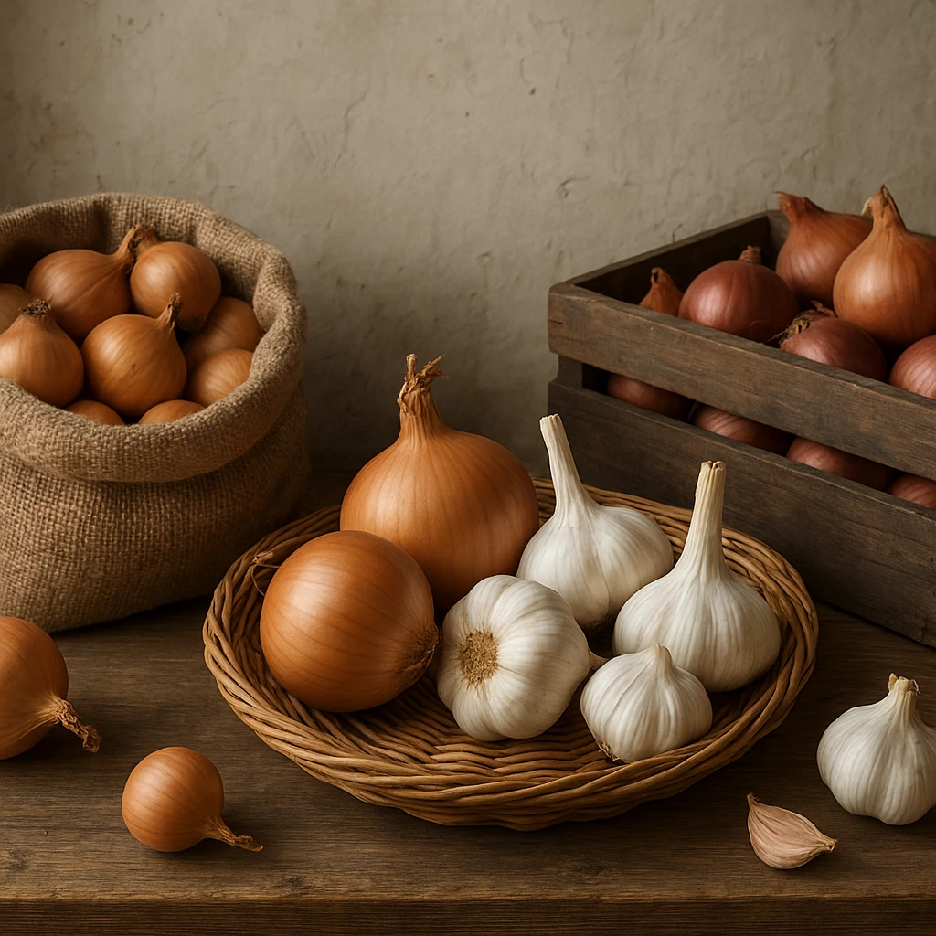 Przechowywanie cebuli i czosnku – warunki i najczęstsze błędy