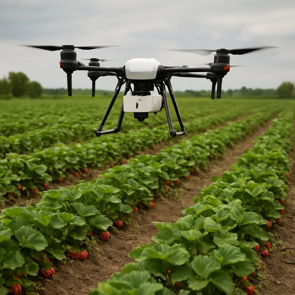 Monitoring plantacji truskawek z wykorzystaniem drona