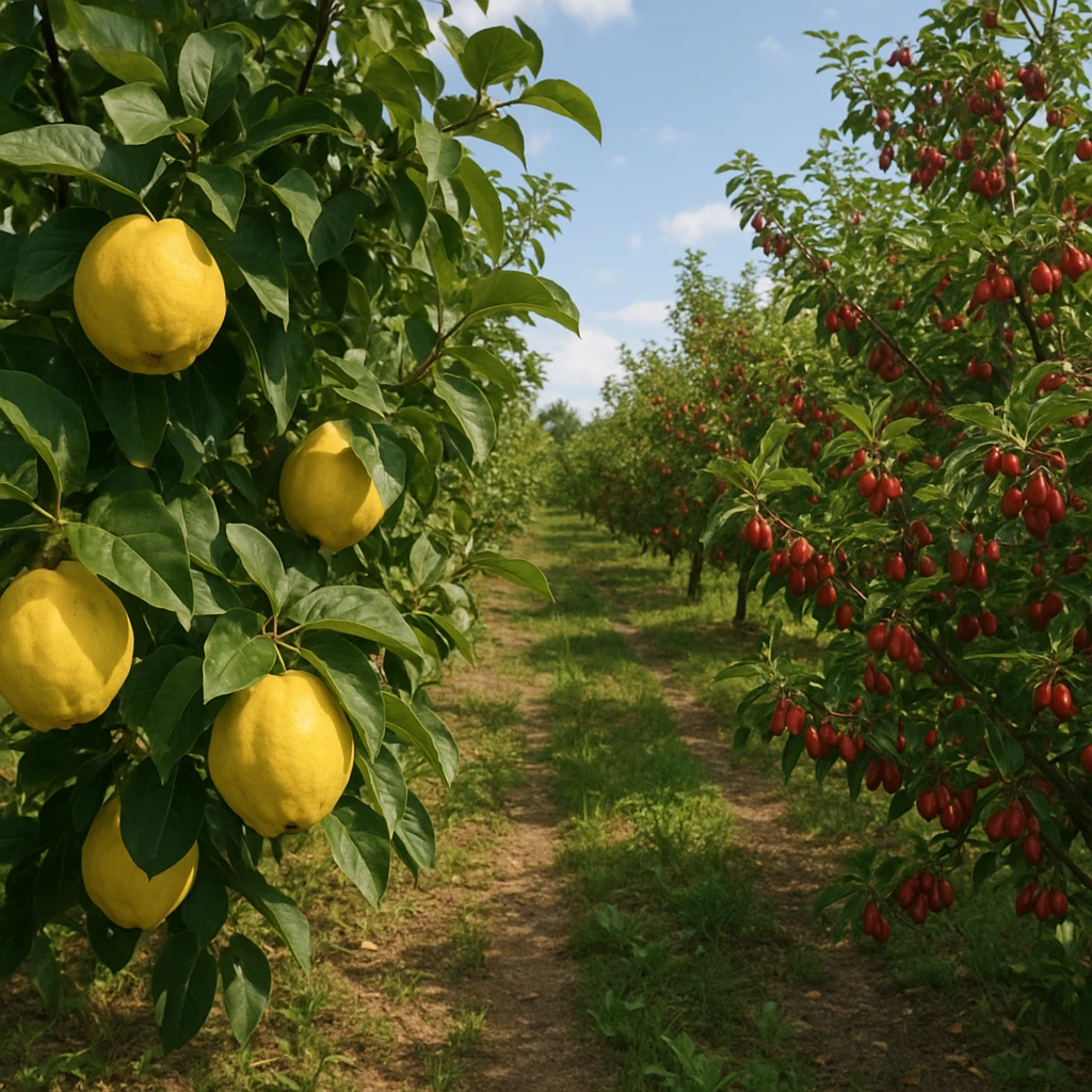 Uprawa pigwy i derenia jadalnego w sadzie