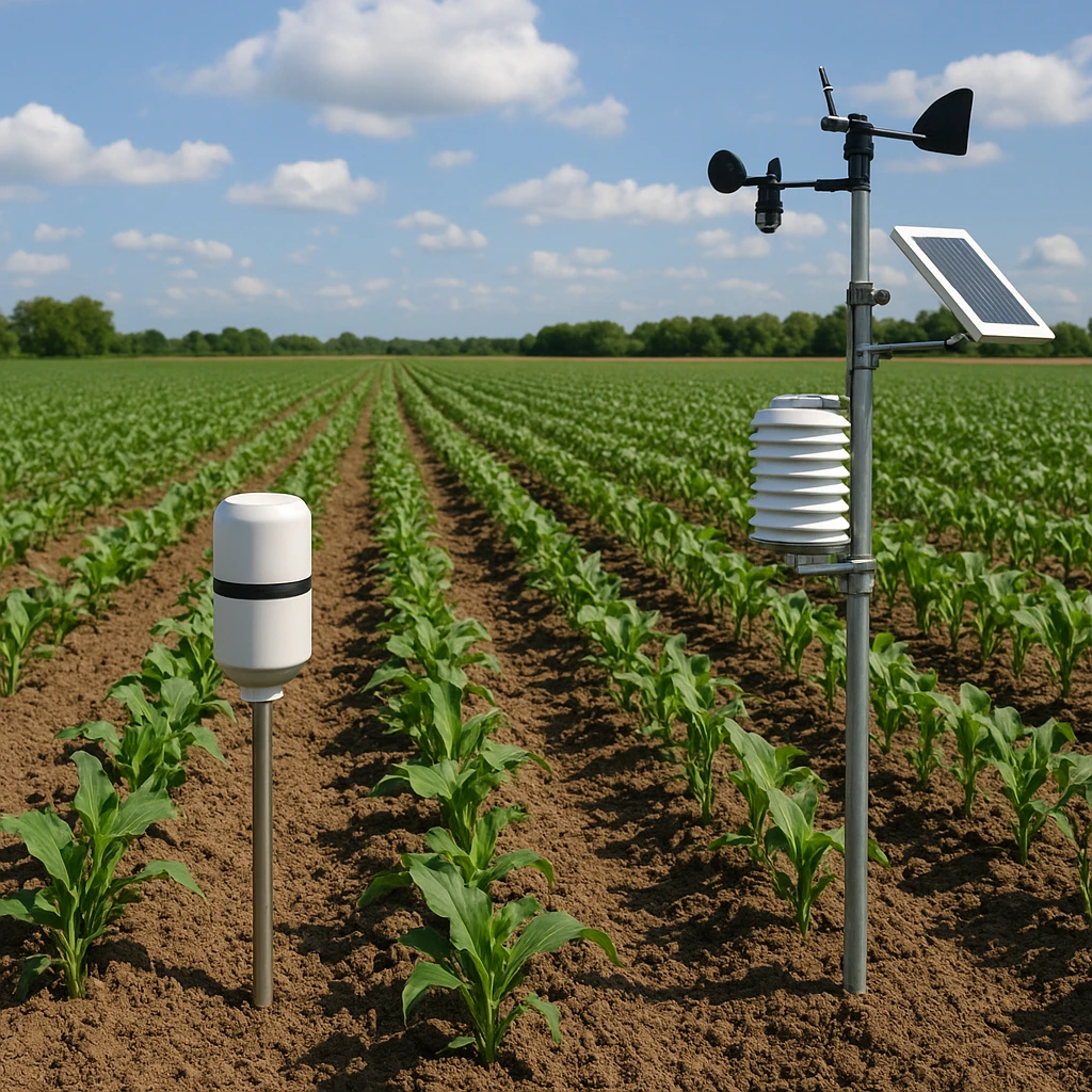 Czujniki gleby i stacje pogodowe w gospodarstwie roślinnym