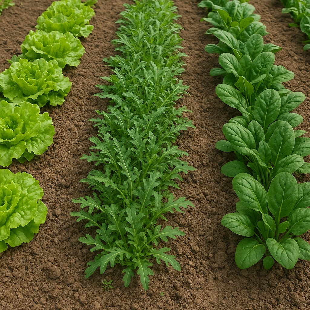 Warzywa liściowe – sałata, rukola, szpinak w różnych terminach siewu