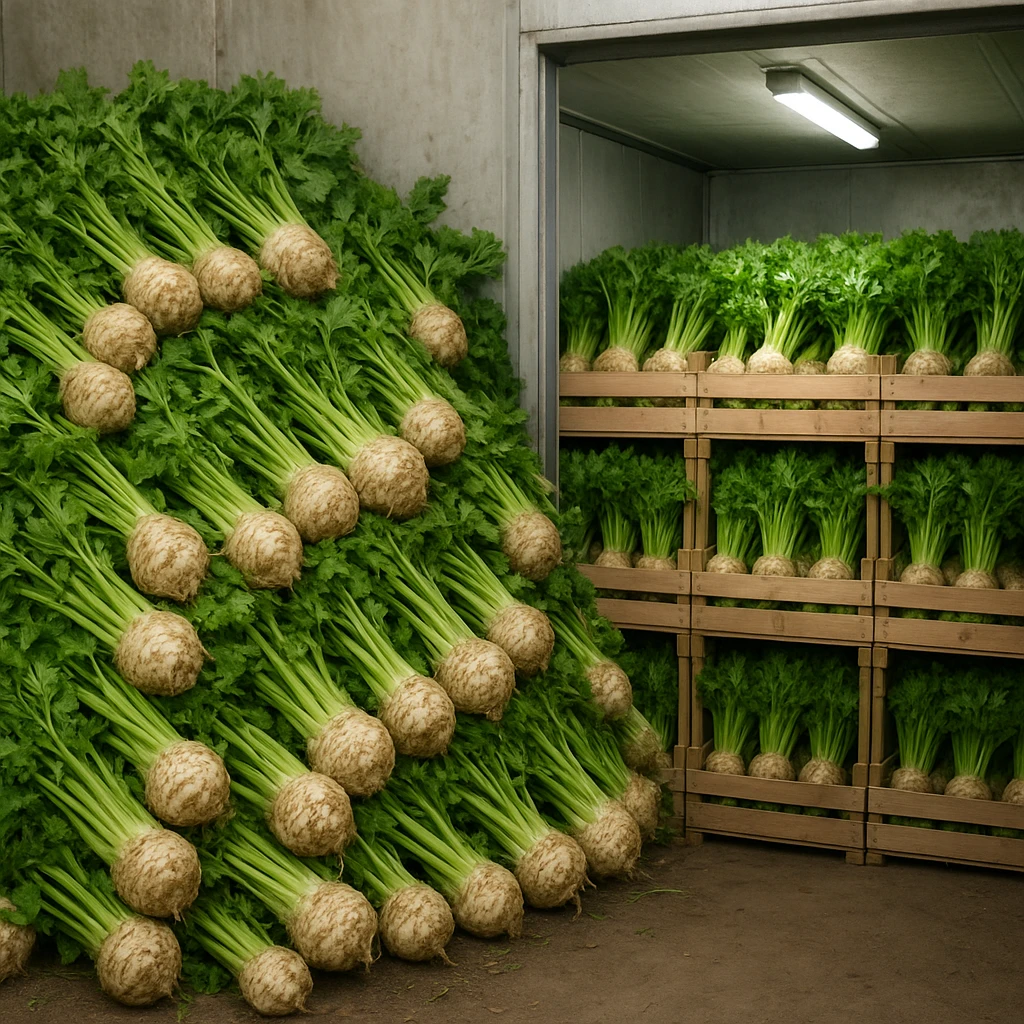 Przechowywanie selera w kopcach i chłodniach