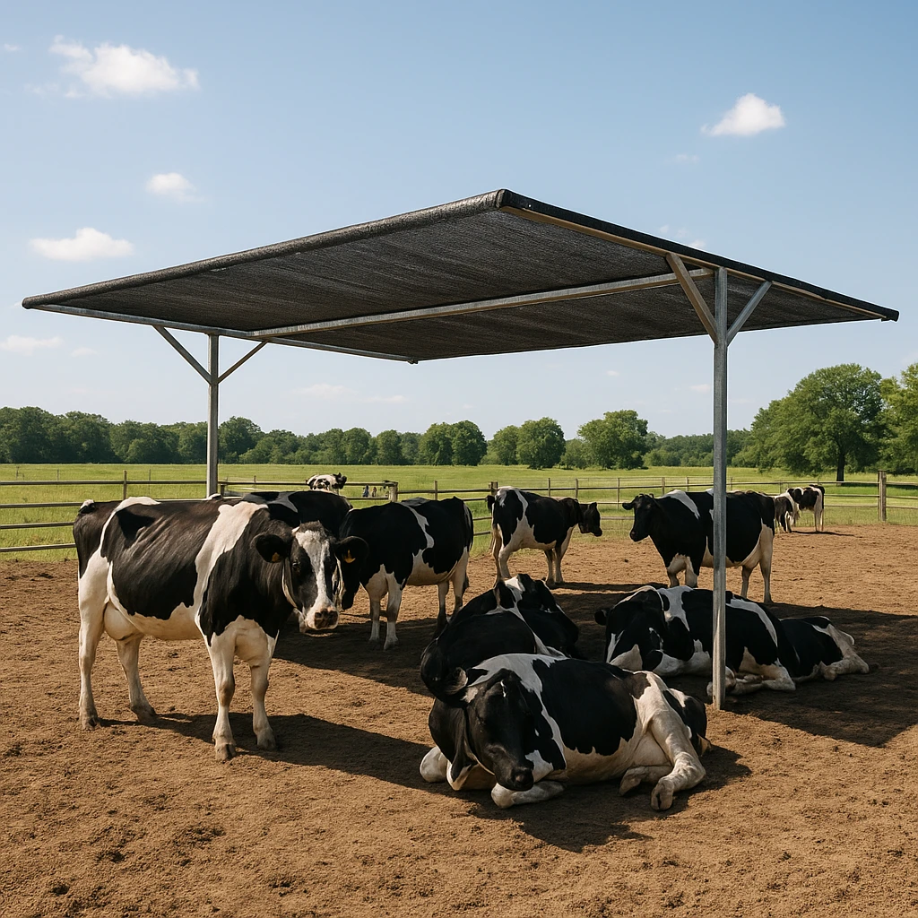 Cieniowanie wybiegów dla krów w okresie letnim