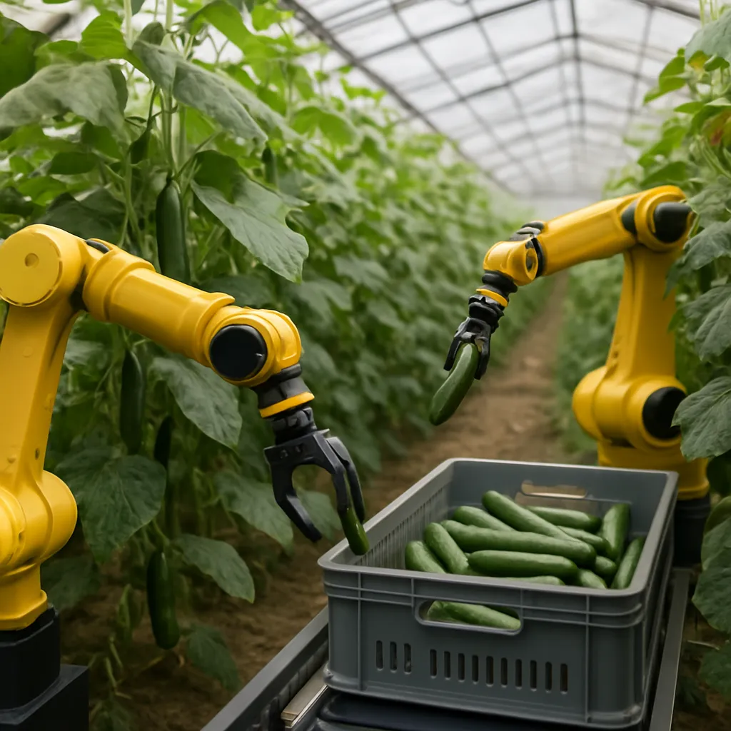 Roboty do zbioru warzyw szklarniowych