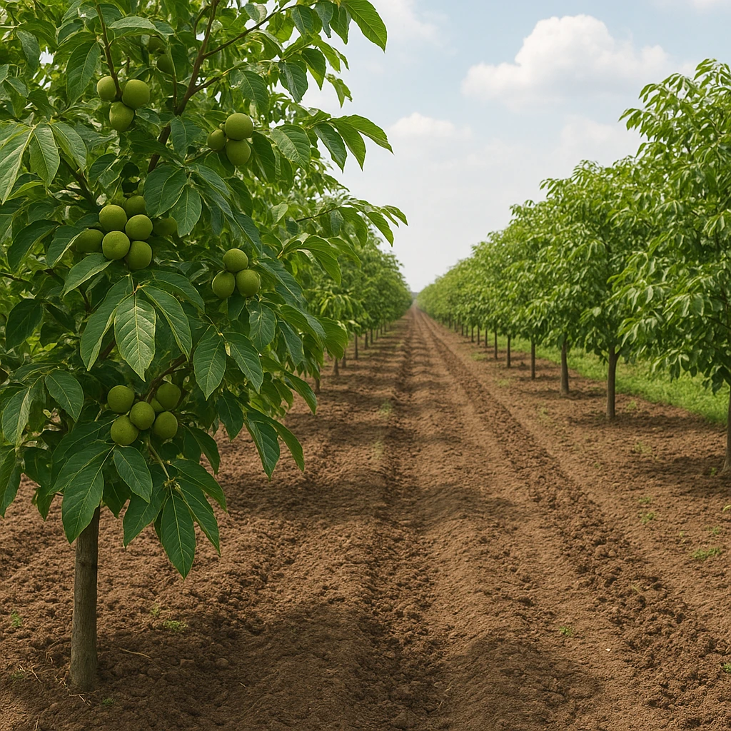 Uprawa orzecha włoskiego na plantacji towarowej