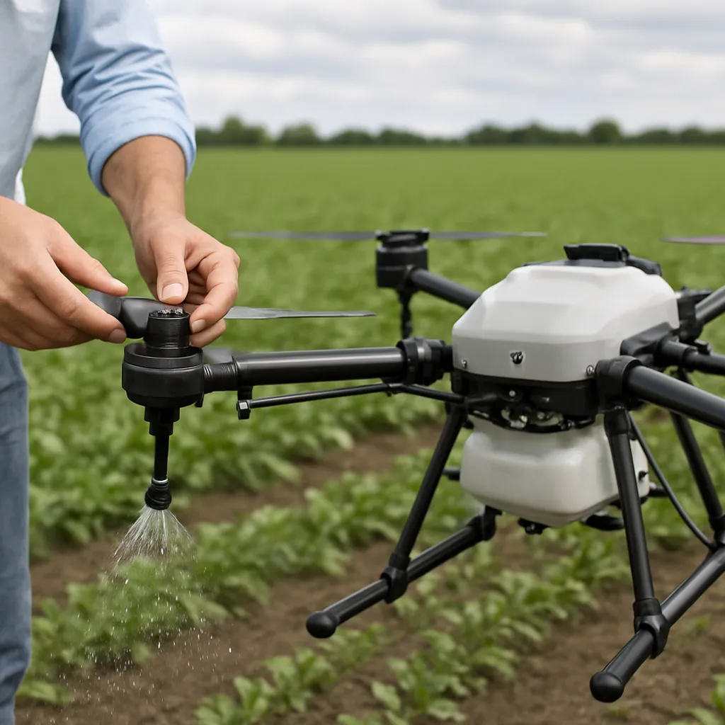 Ustawienia dysz w DJI Agras T40 – jak dobrać kroplę