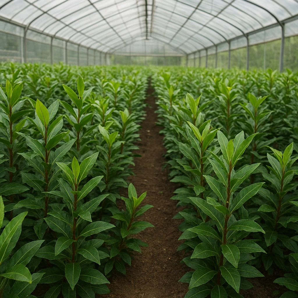 Plantacja liścia laurowego – produkcja w szklarni