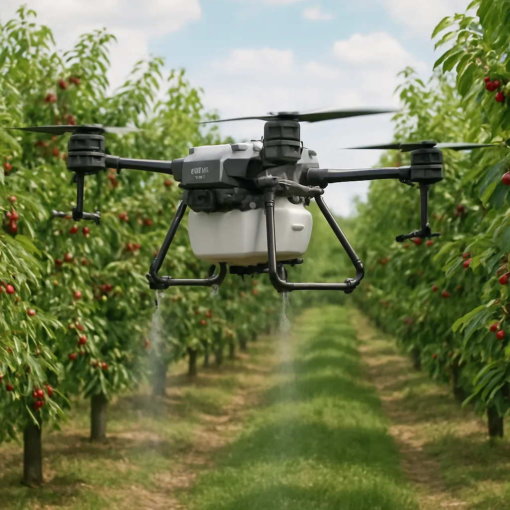 DJI Agras T20P w sadach wiśniowych – praktyczne doświadczenia