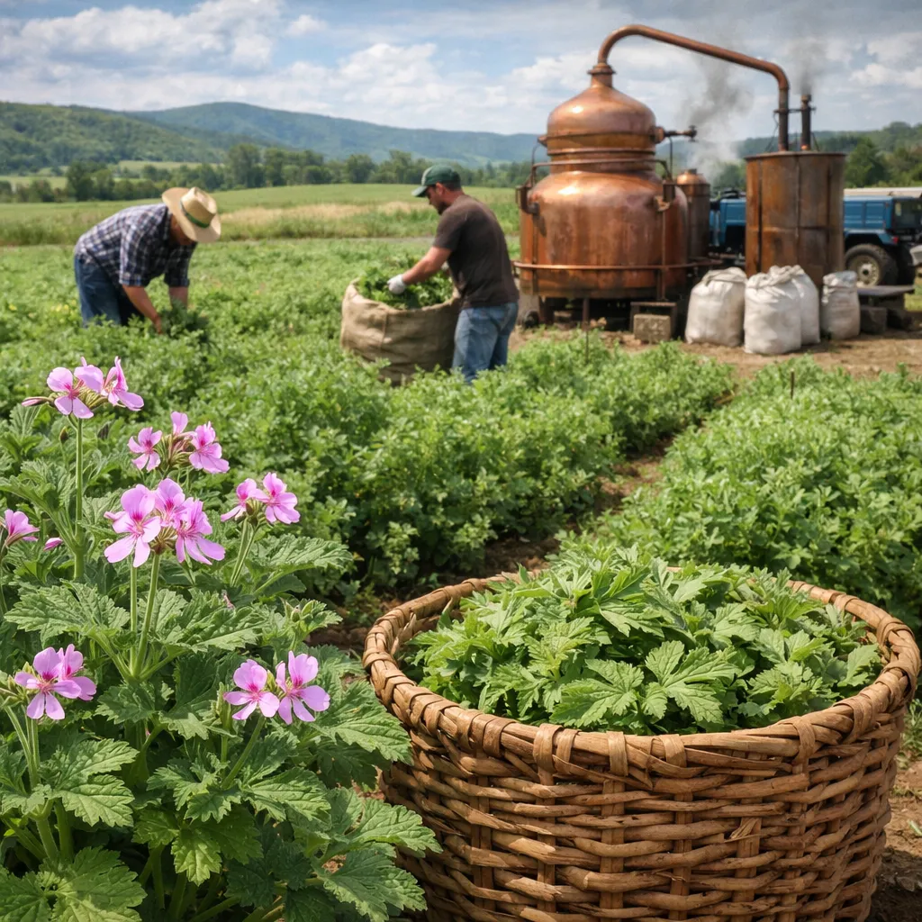 Pelargonia pachnąca – Pelargonium graveolens (roślina przemysłowa)
