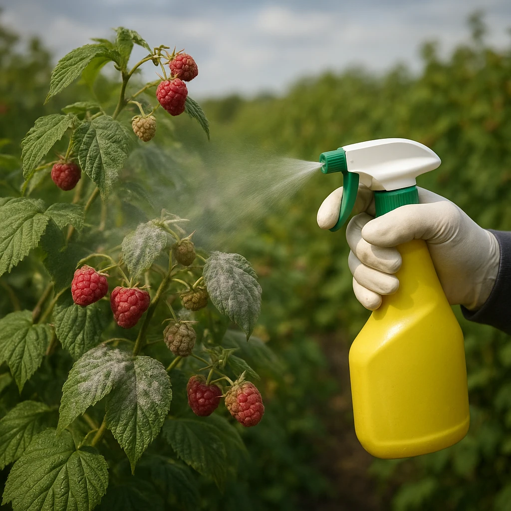 Ochrona plantacji malin przed szarą pleśnią