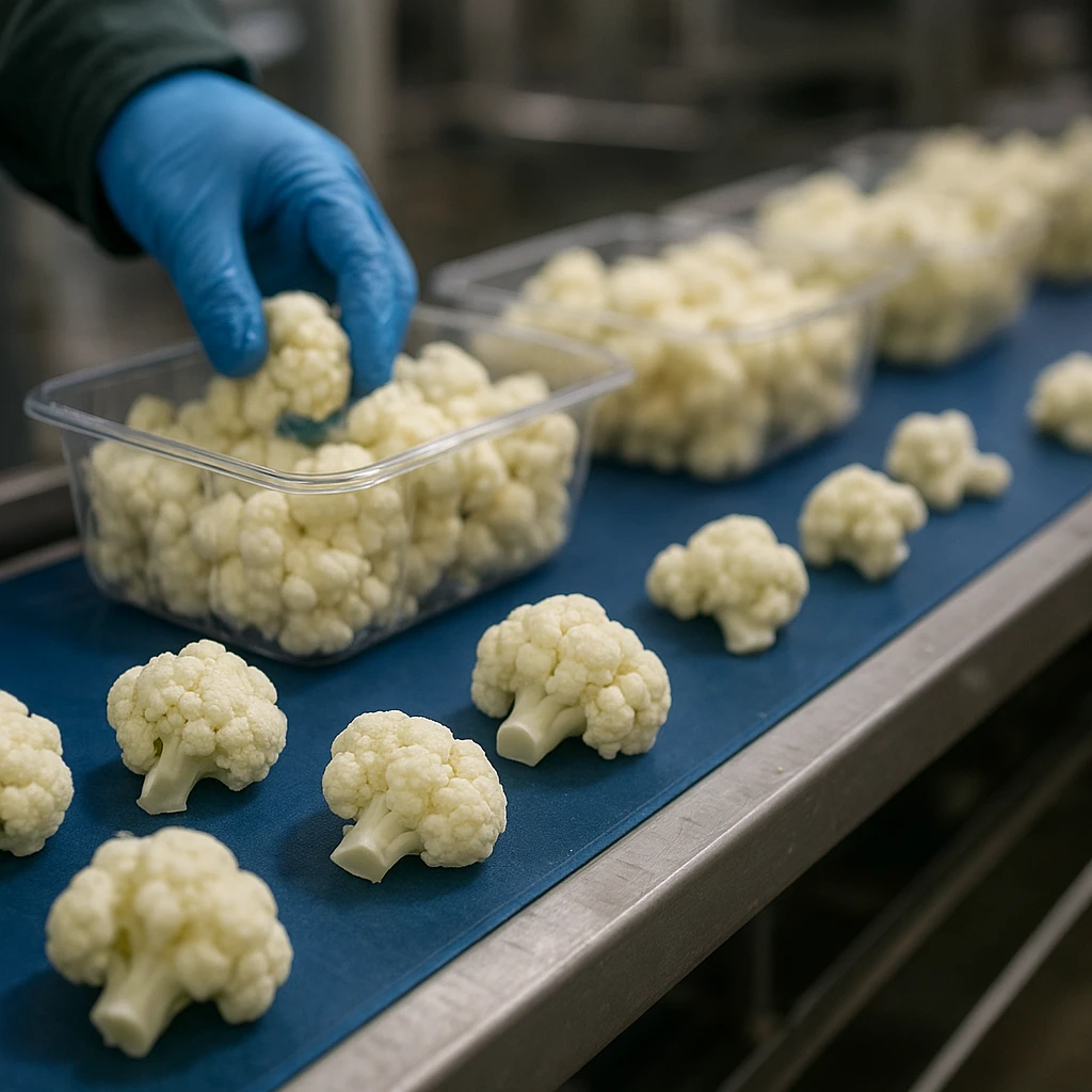 Produkcja kalafiora różyczkowanego do pakowania