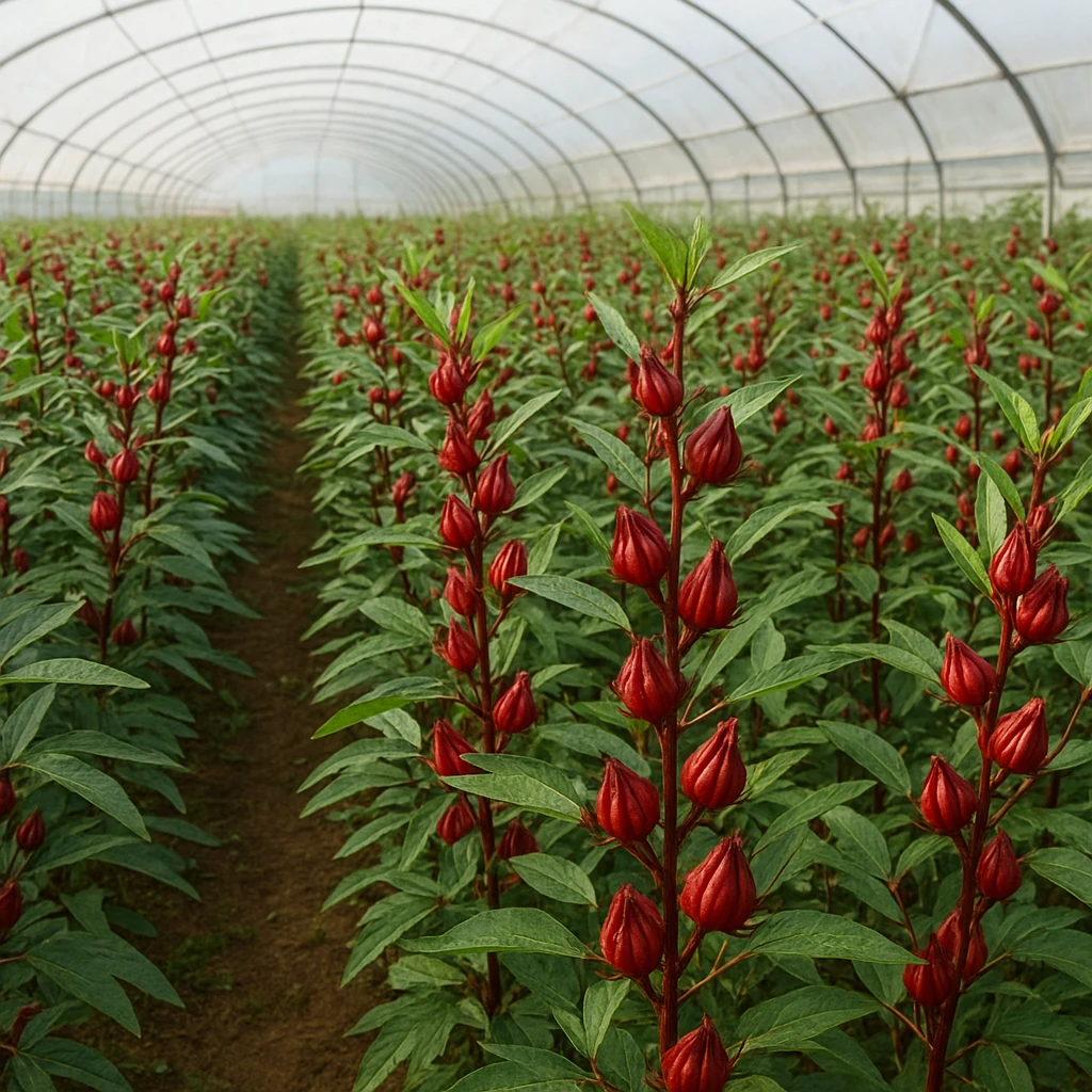 Plantacja hibiskusa sabdariffa – produkcja pod osłonami
